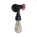 Industrial Single Light Scone Light Pipe Shape Black/Silver/Gold Metal Wall Lamp for Kitchen