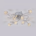 Contemporary Style Cube Semi Flush Mount Lighting Multi Lights Clear Crystal Ceiling Light Fixture