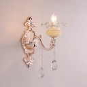 Traditional Flower Sconce Light 1/2 Lights Clear Crystal and Metal Wall Lamp in Gold