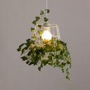 Rustic White Hanging Pendant with Leaf Decoration and 39