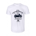 Letter CUSTOM SPECIAL Motorcycle Print Short Sleeve Cotton T-Shirt