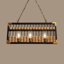Rectangle Island Pendant Lights Dining Room 3 Lights Rustic Height Adjustable Hanging Pendant with 23.5