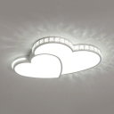 Heart Shape Ceiling Lamp with Clear Crystal Modern Acrylic LED Flush Light in White/Warm for Foyer