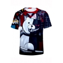 Fashion 3D Cartoon Black and White Bear Printed Short Sleeve Unisex T-Shirt