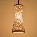 Bamboo Hourglass Hanging Lamp Asian Lodge Indoor Pendant Light for Hall with 39