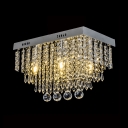 3-Light Clear Crystal Flush Mount Light Fixture Contemporary Style Ceiling Lighting, 18