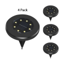 8LED Solar Powered Disk Lights 4 Pcs 5W Waterproof Ground Light in Black with Dusk to Dawn Sensor for Patio Yard