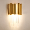 Modern Sconce Light 1 Light Metal Sconce Light with Clear Crystal in Gold for Bedroom