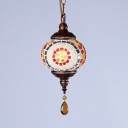 Moroccan Pendant Lighting with Globe Multi Color Glass Hanging Lamp for Dining Room