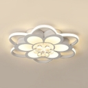 Modern Flower Ceiling Lamp Acrylic LED Ceiling Fixture with Clear Crystal in White for Living Room