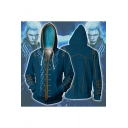 Devil May Cry 3 Comic Cosplay Costume Long Sleeve Zip Up Blue Drawstring Hoodie