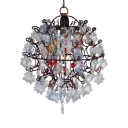 1 Light Orb Chandelier Contemporary Clear Crystal Pendant Lights with 18