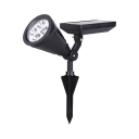 Solar Path Light 1W 4LED Black Waterproof Spotlight with Dusk to Dawn Auto On/Off and Spike Stand for Patio