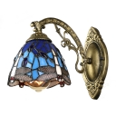 9 Inches High Tiffany Style Dragonfly Single Light  Wall Light for Bedside Hallway Restaurant