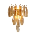 Gold Triangle Sconce Light 7 Lights Contemporary Gold/Smoke Grey/Amber Crystal Sconce for Bedroom