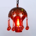 Antique Domed Shape Pendant Lamp Metal 1 Light Hanging Lamp with Crystal for Living Room