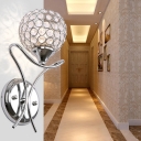 Bedroom Globe Shade Wall Mount Light Fixture Clear Crystal Modern Style Sconce Lighting