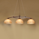 Rustic Amber Island Ceiling Light with Bowl and Adjustable Cord 3 Lights Glass Island Lamp