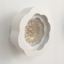 Metal Flower/Round Sconce Light Modern Wall Sconce with Clear Crystal in White for Foyer