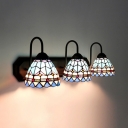 Stained Glass Dome Wall Light Foyer Restaurant 3 Lights Tiffany Style Vintage Sconce Light