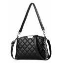 Trendy Solid Color Rhombus Quilted Black Crossbody Shoulder Bag 27*8*19 CM