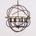 Candle Shape Living Room Chandelier Metal 8 Lights Vintage Hanging Light in Black