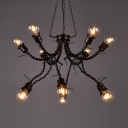 Antique Chandelier Lighting Metal 12 Lights Bronze Pendant Chandelier for Dining Room