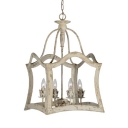 Vintage Style Candle Pendant Lamp Metal 4 Lights White Chandelier for Dining Room Kitchen