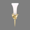 Traditional Whited Shade Wall Lamp 1 Light Metal Frosted Glass Sconce Light for Stair Hallway