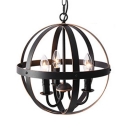 Candle Shape Dining Room Hanging Light Metal 3/6 Lights Antique Chandelier with Globe Shade in Black/Chrome/Nickle
