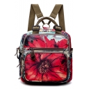 Stylish Red Floral Printed Large Capacity Satchel Backpack 26*11*27 CM