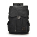 Trendy Plain Canvas Drawstring Backpack with Side Pockets 29*15*40 CM