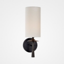Cylinder Shade Bedroom Wall Light Glass Metal 1 Light Traditional Sconce Light in Black/Brass