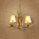 Antlers Decoration Bedroom Hanging Light Resin 3/4/5 Lights Antique Style Chandelier with Tapered Shade