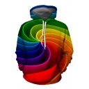 Unique Awesome Colorful Paper Whirlpool Print Loose Sport Hoodie