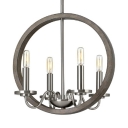 Globe Shade Pendant Lighting 4 Lights Rustic Style Metal Hanging Lamp for Restaurant Living Room