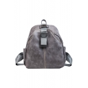 Retro Trend Plain PU Leather Leisure Backpack 26*14*31 CM