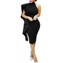 Womens New Trendy Elegant Halter Sleeveless Plain Print Backless Mini Bodycon Dress