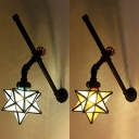 Restaurant Star Sconce Light Stained Glass Single Head Tiffany Style Antique Wall Light