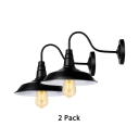 Pack of 2 Rustic Style Wall Light Metal 1 Light Black Wall Sconce with Barn Shade for Kitchen Bar