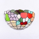1 Light Abstract Pattern Light Sconce Tiffany Style Glass Wall Light with Multi Color for Bedroom