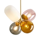 Living Room Balloon Globe Hanging Light Metal and Glass 4 Lights Modern Multi Color Chandelier