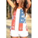 Summer Hot Fashion Stripe Star Flag Printed Casual Relaxed Tank Top