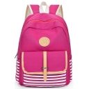 Popular Stripes Pattern Large Capacity Canvas Travel Bag School Backpack 32*18*42 CM