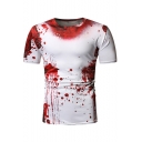 Men's Hot Style Tie-Dye Blood Printed Round Neck Short Sleeve Loose Basic Red T-Shirt