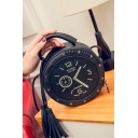 Trendy Clock Printed Tassel Rivet Embellishment Circle Crossbody Bag 13*8*17 CM