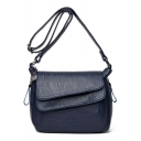 Simple Solid Color Double Flip Cover Crossbody Hobo Bag 27*14*22 CM