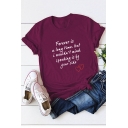 Heart Letter FOREVER IS A LONG TIME Basic Short Sleeve Round Neck Tee