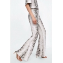 Summer Fashion Snakeskin Printed Casual Flare Pants for Women