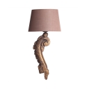 Bedroom Villa Tapered Shade Wall Light Fabric and Wood 1 Light Vintage Style Wall Sconce with Fish Lamp Body